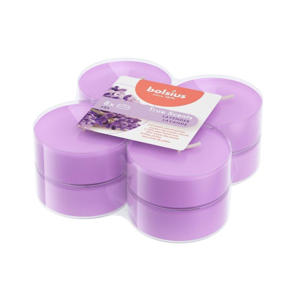 Bolsius Lavender 8 Hour Maxi Tealights (Pack of 8) Extra Image 1
